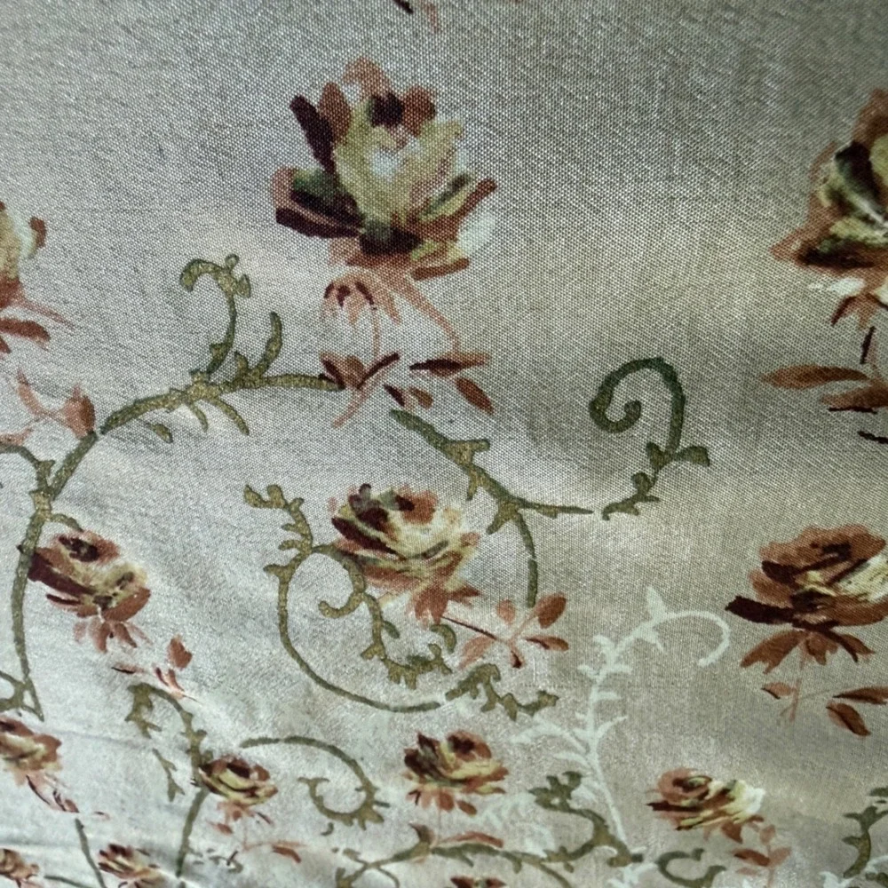Vintage‎ Floral Square Scarf Brown Beige Rose Pattern 30x30